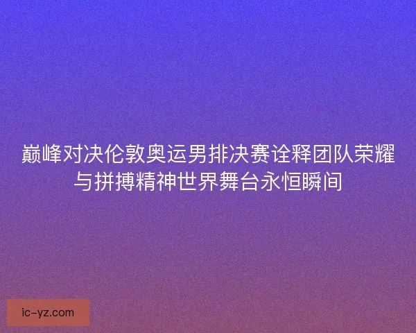 巅峰对决伦敦奥运男排决赛诠释团队荣耀与拼搏精神世界舞台永恒瞬间