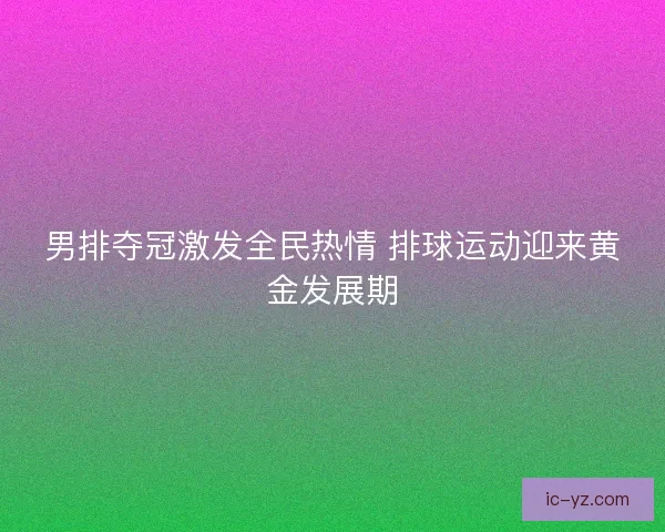 男排夺冠激发全民热情 排球运动迎来黄金发展期