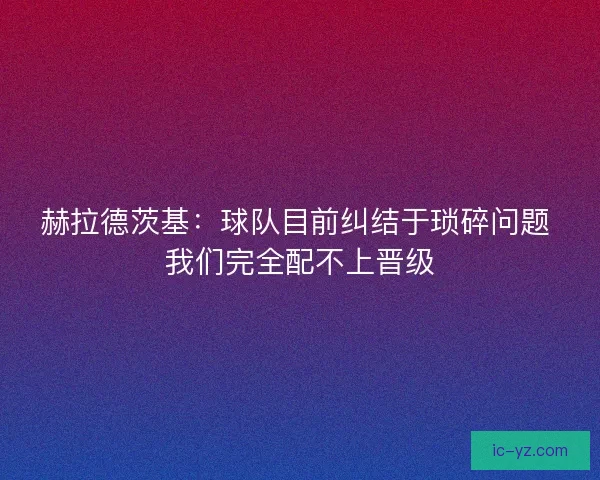 赫拉德茨基：球队目前纠结于琐碎问题 我们完全配不上晋级